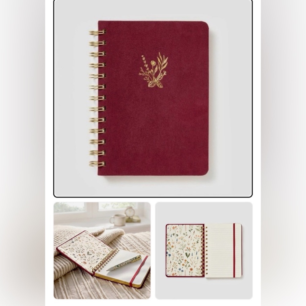 Journal Notebook Tracker Diary 192pg Ruled Red Velvet Threshold Spiral 2notebook